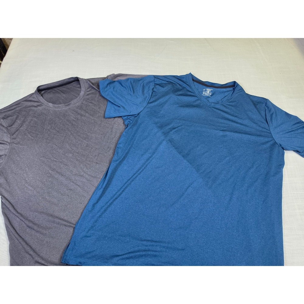 Liberty Pro Mens Activewear T-Shirt Bundle Blue V-Neck Grey Crew Neck XXL 2PK